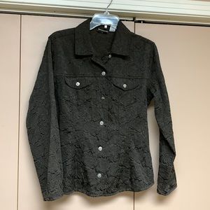 Chicos Brown Button Up Textured Shirt Jacket, size 1 S/M